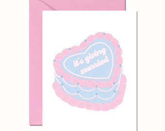 Funny Wedding Card: Vintage Heart Wedding Cake Design