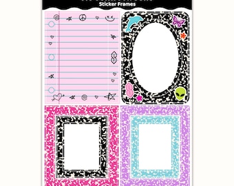 Y2K Millenial Sticker Frames for Journals | Planner Stickers, Scrapbook Frames