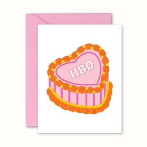 Cartão de feliz aniversário, bolo retrô vintage em forma de coração, coquete feminino