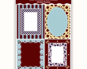 Cherry Bows Sticker Frames For Journals | Planner Stickers, Scrapook Frames