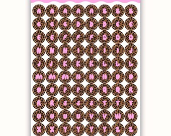 Leopard Print Alphabet Letters Sticker Sheet | Junk Journaling, Scrapbook, Planner Stickers