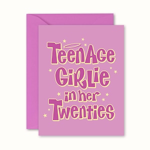 Verjaardagskaart tienermeisje in de twintig, Y2K, grappig, jaren '20