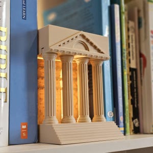 Book Nook | Customizable Bookshelf Insert with LED Light | Bookend Diorama in 20+ Colors | Ancient Architecture Book Lover Gift