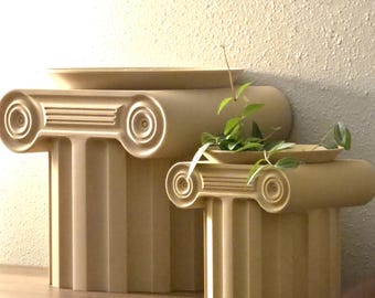 Greek Temple Planter – Roman Architectural Plant Pot – Percy Jackson Classical Decor – 4 or 6 inch Opening