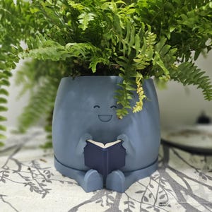 Happy Reading Planter with Drainage: Book Planter Pot for Readers, Easy Book Club Gift image 3