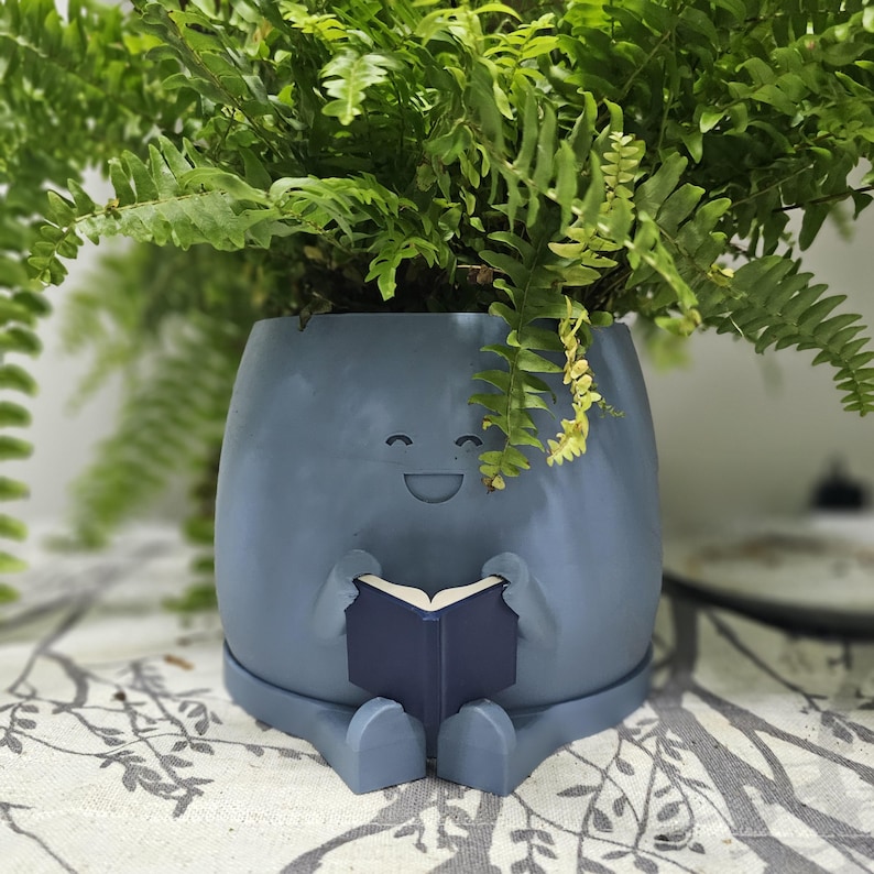 Happy Reading Planter with Drainage: Book Planter Pot for Readers, Easy Book Club Gift image 3