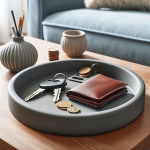 Matt rund nyckelbricka | Minimalistisk skål för uppsamling | Entréorganisatör | Skrivbordsbricka | 3D-utskriven heminredning | Japandi-stil | Presentidé