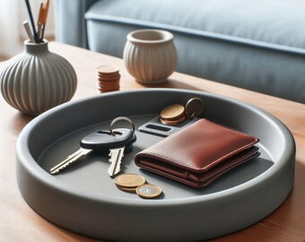 Bandeja redonda mate para llaves / Bol minimalista multiusos / Organizador de entrada / Bandeja de escritorio / Decoración del hogar impresa en 3D / Estilo Japandi / Idea de regalo