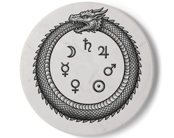 Porta-copos Ouroboros: Alquimia Antiga e Simbolismo Kemetiano - Decoração Moderna para Escrivaninha