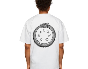 Camiseta com o Círculo Ouroboros e Símbolos Planetários