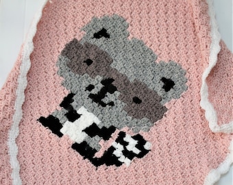 INSTANT DOWNLOAD PATTERN Crochet Woodlands Raccoon C2C Graphgan Baby Blanket Pattern