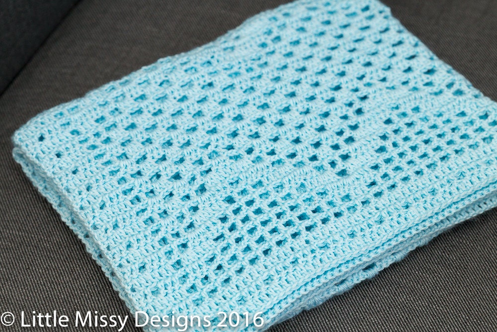Filet Crochet Baby Blanket Pattern 'bondi Waves' Etsy New Zealand
