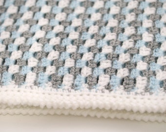 INSTANT DOWNLOAD PATTERN Crochet Baby Boy Blanket Afghan Christening Baptism Shawl