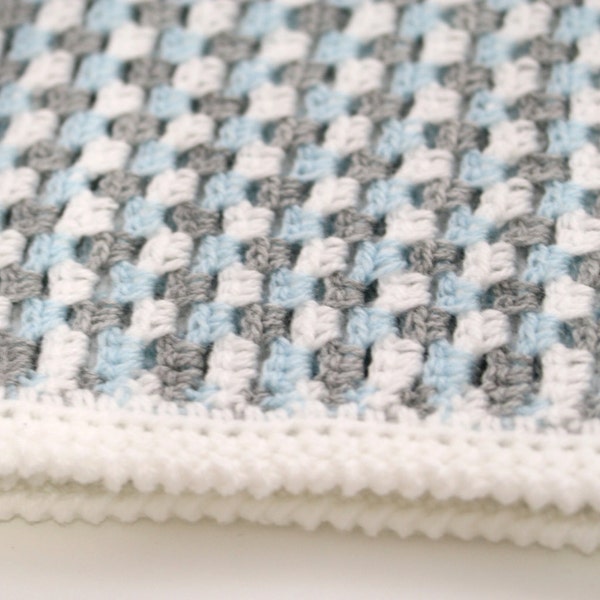 INSTANT DOWNLOAD PATTERN Crochet Baby Boy Blanket Afghan Christening Baptism Shawl