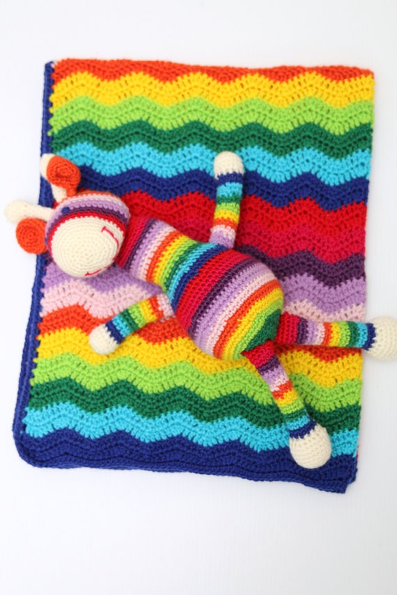 INSTANT DOWNLOAD PATTERN Colorful Tutti Frutti Ripple Baby Blanket Afghan  Crochet Pattern 