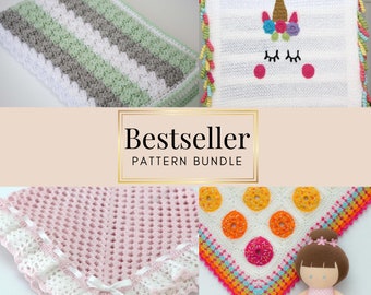 CROCHET PATTERN Bundle - Four Crochet Patterns - Bestseller - Crochet Baby Blankets - PDF