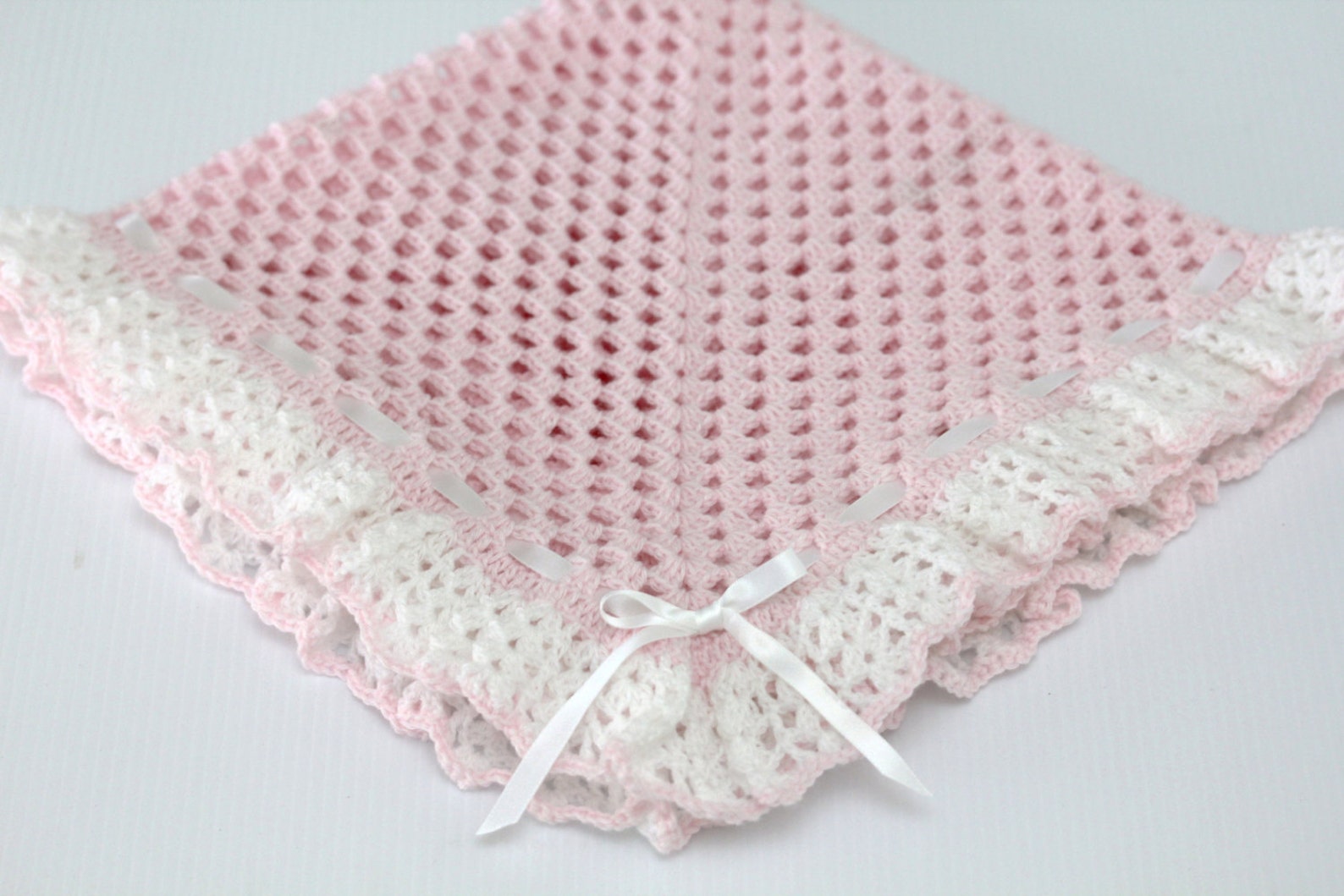 Crochet Baby Blanket Pattern Ribbon Heirloom Baby Blanket Etsy