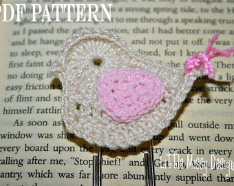 Crochet bird pattern/Crochet Bird motif pattern/crochet bird applique pattern/ easy crochet pattern/ crochet embellishment/crochet applique