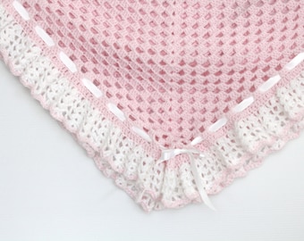 INSTANT DOWNLOAD PATTERN Crochet Ribbon Heirloom Baby Blanket Afghan Christening Baptism Shawl