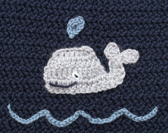 Crochet whale pattern/ crochet whale applique/ crochet whale motif/ crochet pattern/crochet embellishment/ easy crochet pattern