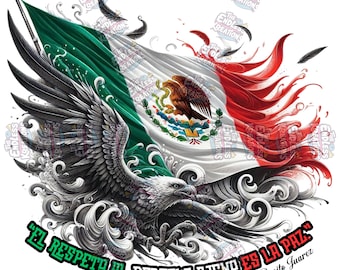 Mexican Flag PNG: Benito Juárez Quote, Pride Design (Digital Download
