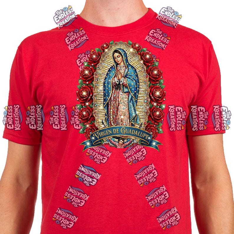 Sparkly Virgen de Guadalupe | Faux Rhinestone PNG | Instant Download image 3
