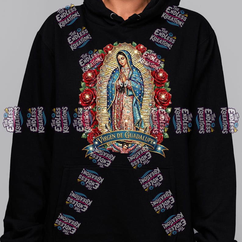 Sparkly Virgen de Guadalupe | Faux Rhinestone PNG | Instant Download image 5