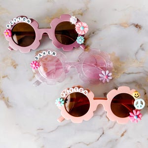FLORAL SUNNIES | Personalized Flower Sunglasses | Name Sunglasses for Toddlers | Custom Sunglasses for Kids | Custom Name Flower Sunglasses
