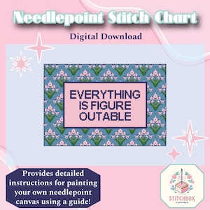 Lustige Nadelspitze Leinwand, Nadelspitze digitale Stichvorlage für Kissen, Nadelspitze herunterladbare Leinwand, 13 Maschen Nadelspitze Stichmuster