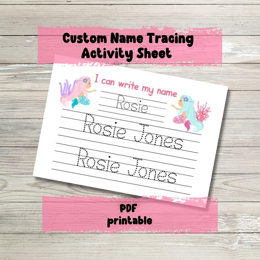Custom Name Tracing Sheet Mermaids – Printable Name Writing Practice ...