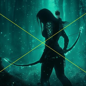 Waldjägerin mit leuchtender Schleife - Mystische Fantasy Kunst Download