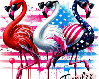 Flamenco PNG – Diseño de bandera de flamencos americanos con salpicaduras (descarga digital)