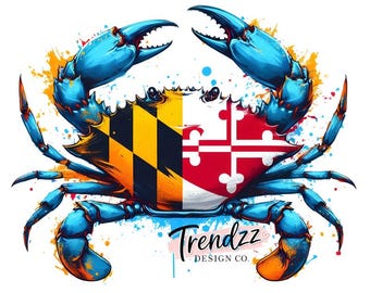 Cangrejo PNG – Bandera de Maryland Cangrejo Azul Salpicado II Arte Descarga Digital Descarga