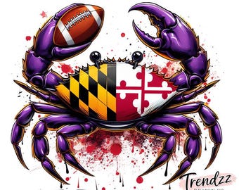 Cangrejo PNG – Bandera de Maryland Cangrejo morado y azul Arte de fútbol Descarga digital