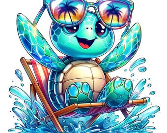 Tortuga playera PNG – Tortuga playera chapoteando (Descarga digital)