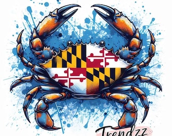Cangrejo PNG – Bandera de Maryland, arte de cangrejo azul salpicado, descarga digital