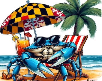 Cangrejo PNG – Bandera de Maryland Cangrejo azul de verano al vapor en la playa Arte digital Descarga