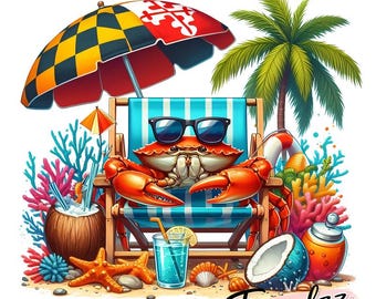 Cangrejo PNG – Cangrejo azul de verano al vapor en la playa - Descarga digital