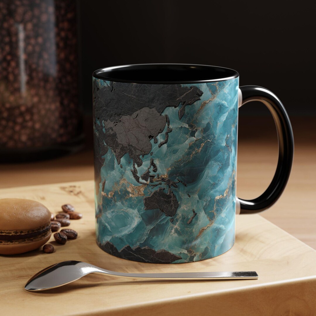 Marble Map Mug, Realistic World Map, Geography Lovers Mug, Geo Graphy ...