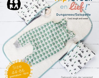 Naaipatroon PDF tuinbroek, salopette, jumpsuit voor baby (NEDERLANDS)