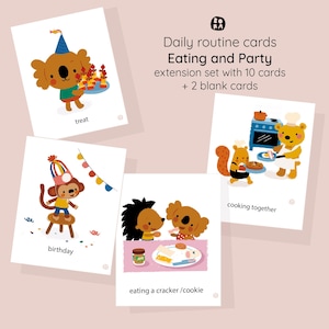 デイリールーティンカード - 英語 - 拡張セット 食事とパーティー - PDFダウンロード