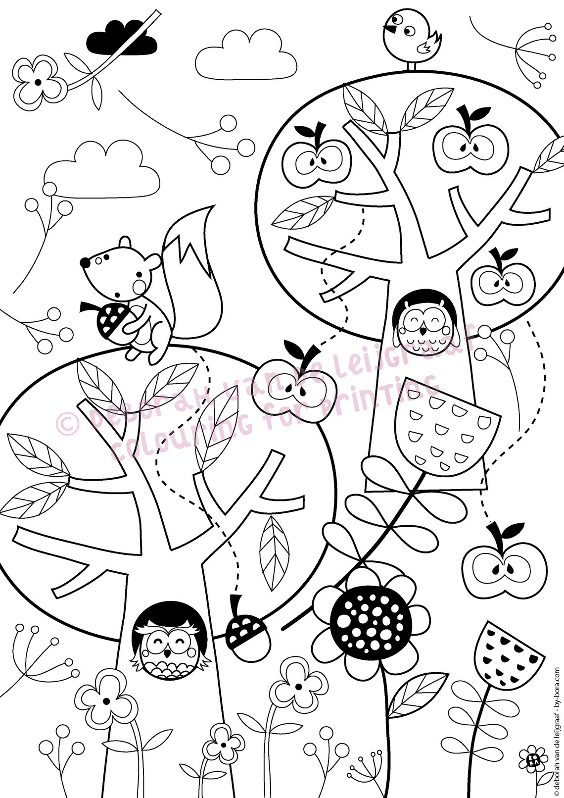 Colouring Appletree/woodland Theme Download Etsy