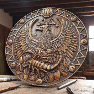 Escultura de parede do zodíaco - Escorpião. Presente de Escorpião para amantes de astrologia - Escultura astrológica, calendário do zodíaco e arte em madeira em camadas. Arte de Escorpião.