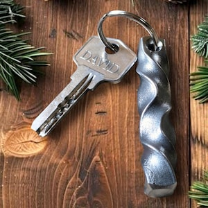 Forged Steel Keychain - Keychain Forged For Him, Small Iron Pendant For Her. Gift For 6th Anniversary, 11th Anniversary.