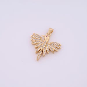 18K Gold Filled Bald Eagle Charms,Micropavé CZ Bald Eagle Pendant for DIY Jewelry Making Supply