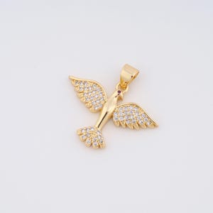 18K Gold Filled Bald Eagle Charms,Micropavé CZ Bald Eagle Pendant for DIY Jewelry Making Supply
