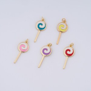 18K Gold Filled Lollipop Charms,Enamel Lollipop Pendant for DIY Jewelry Making Supply