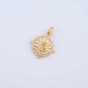 18K Gold Filled Moon Charms,Micropavé CZ Star Pendant for DIY Jewelry Making Supply