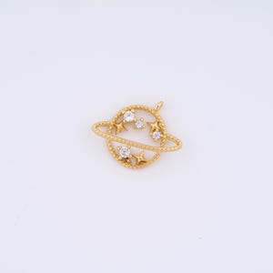 18K Gold Filled Saturn Charms,Micropavé CZ Star Pendant for DIY Jewelry Making Supply