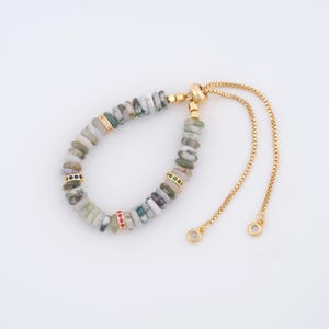18K Gold Filled Natural Stone Bracelet,Box Bracelet,Gift for Her